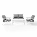 Crosley Furniture Kaplan 4-Piece Outdoor Seating Set in White with Gray Cushions KO60009WH-GY